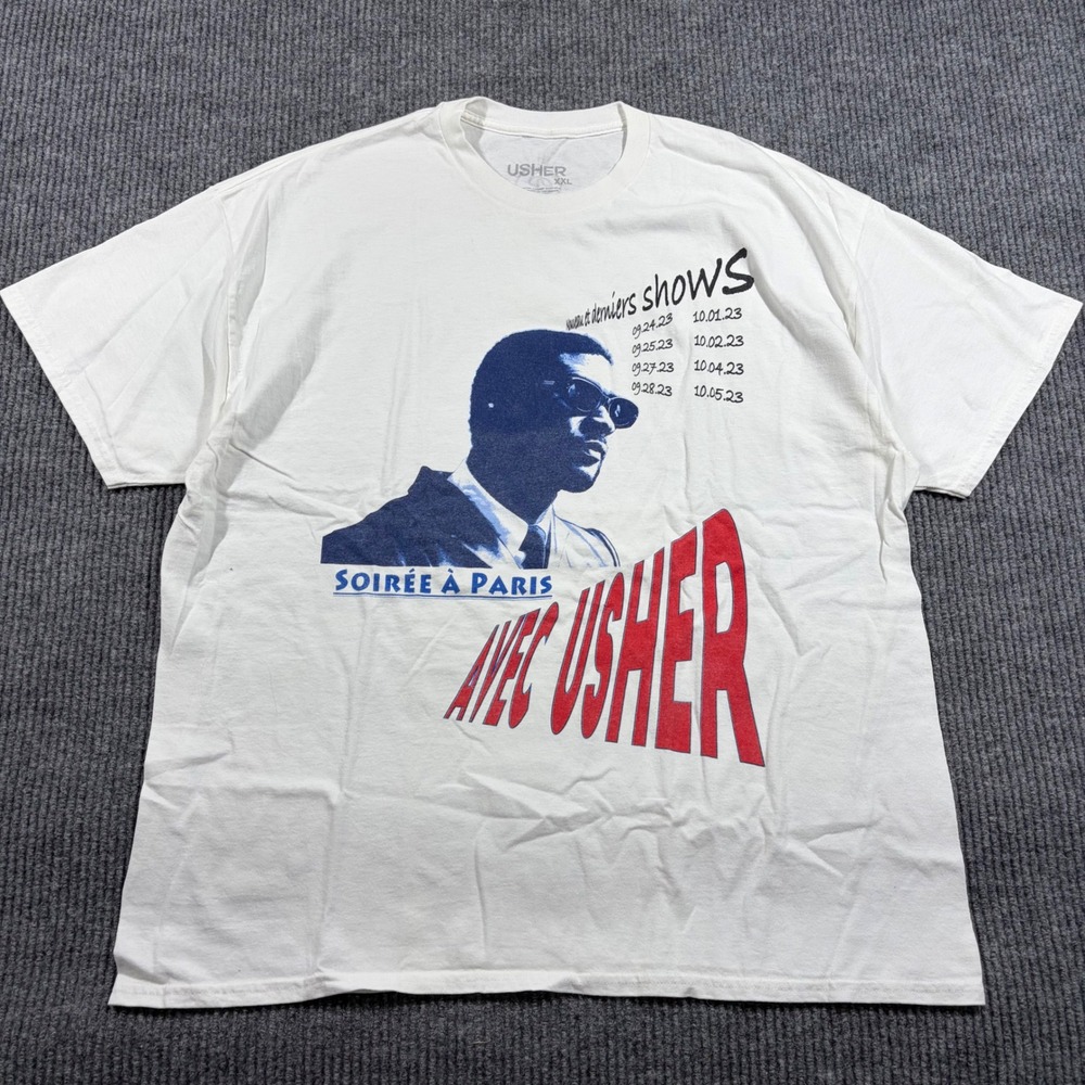Usher Soiree Shirt Mens XXL A Paris Concert White La Seine Musicale 2023 Tour